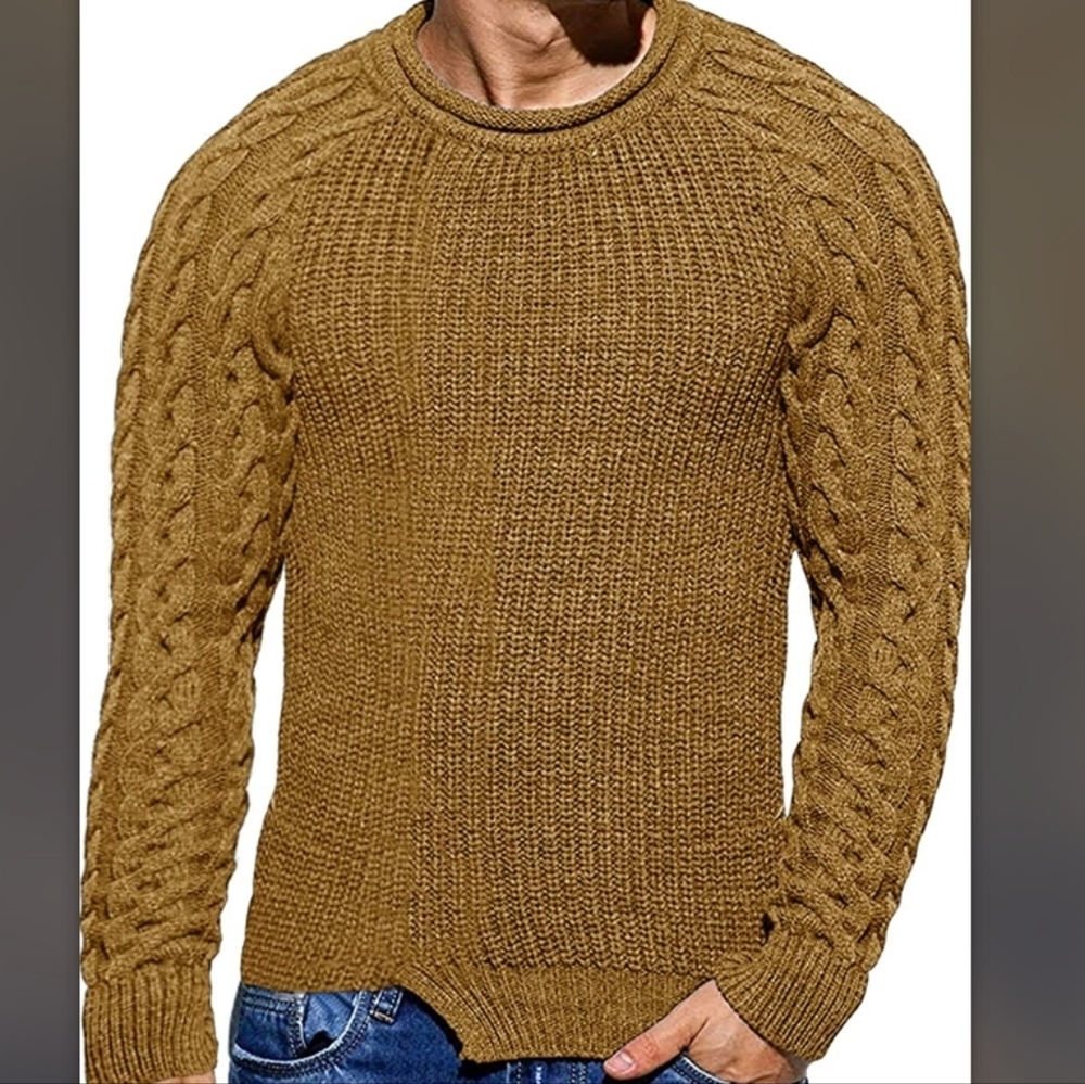 New Mens Pullover Sweater Winter Ribbed Knitted - Picture 1 of 1